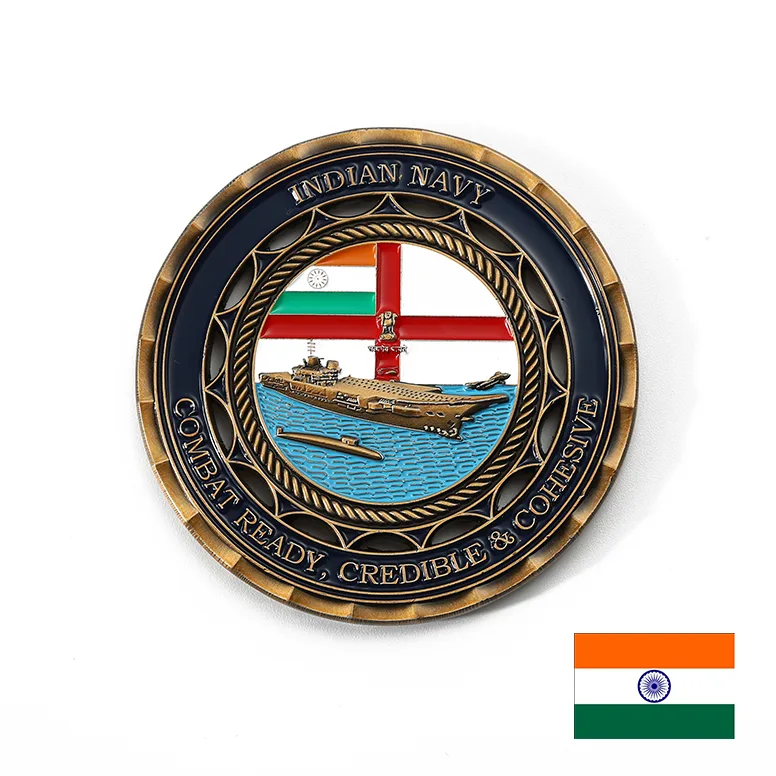 Indian Navy Custom Metallic Paint Challenge Coin