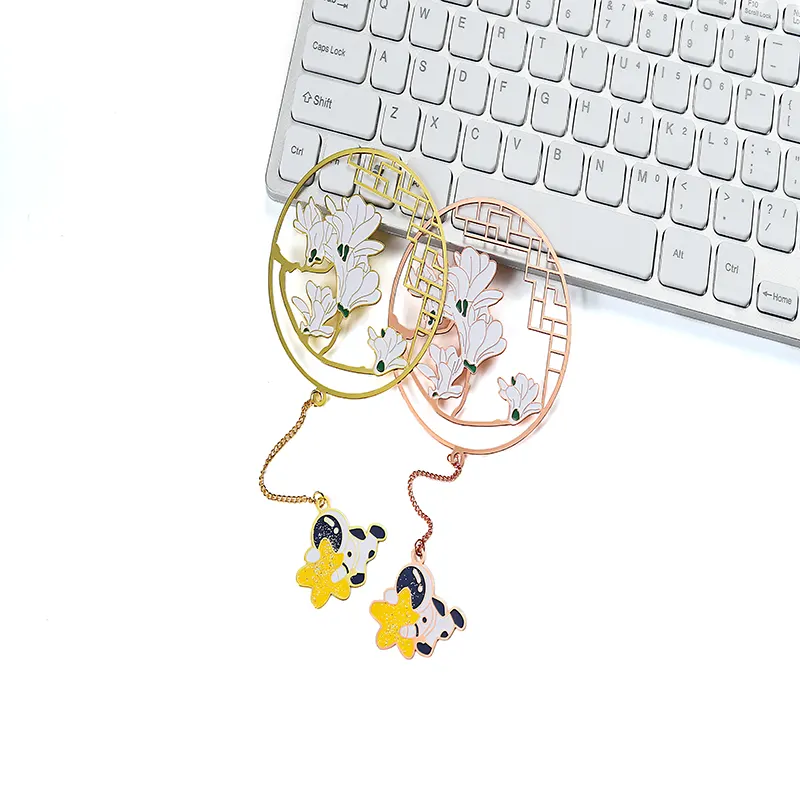 Pendentif en métal plaqué creux en acier inoxydable avec peinture ronde Signet